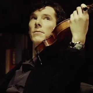 ⏳ 69e72957 Sherlock Holmes Sherlock Sherlock, violín, Benedict Cumberbatch, detective, BBC telegram sticker
