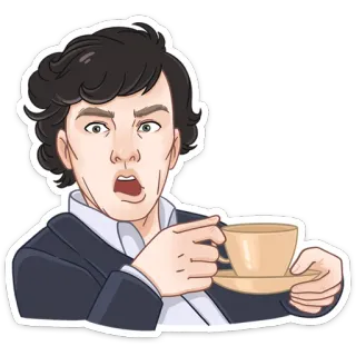 😵 0a221555 Sherlock Holmes Sherlock, Holmes, détective, thé, tasse, dessin animé telegram sticker