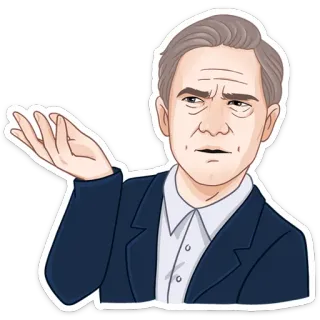 😟 28b0cb43 homme, costume, geste, illustration, confus, questionnement telegram sticker