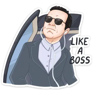 😎 5f3284c4 LIKE
(A BOSS homme, lunettes de soleil, comme un chef, écouteurs, costume telegram sticker
