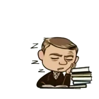 😥 abd90aeb Z Z Z sleeping, tired, books, cartoon, student, exhausted telegram sticker