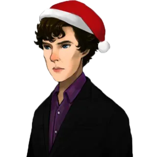 🎅 d18a1164 Sherlock Holmes 셜록, 홈즈, 크리스마스, 산타 모자, 탐정 whatsapp sticker