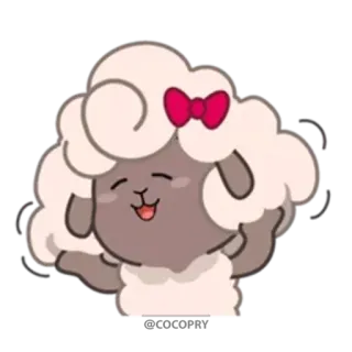 ☺️ 4a7f0f59 ovelha, animal, desenho animado, fofo, laço whatsapp sticker
