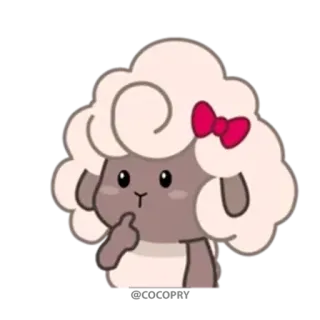 🧐 56e92ce8 ovelha, animal, desenho animado, laço, fofo whatsapp sticker