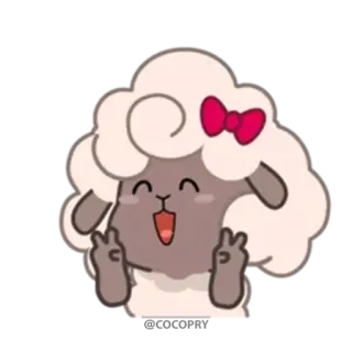 ✌️ 5c7c7e48 ovelha, animal, desenho animado, fofo, laço whatsapp sticker