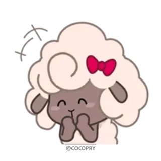 🤭 6bc09516 ovelha, fofo, animal, laço, desenho animado whatsapp sticker