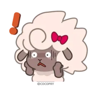 😱 9ff74cc9 ovelha, desenho animado, fofo, animal, chocado, exclamação whatsapp sticker