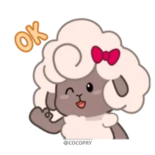 👌 c35ec58f OK ovelha, desenho animado, fofo, animal, ok, aprovação whatsapp sticker