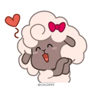 ❤️ d9f6fc28 ovelha, animal, fofo, desenho animado, coração, amor, beijo whatsapp sticker