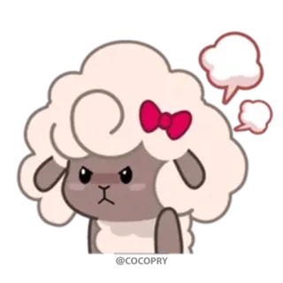 😠 e2e80966 ovelha, bravo, fofo, desenho animado, animal, laço vermelho whatsapp sticker