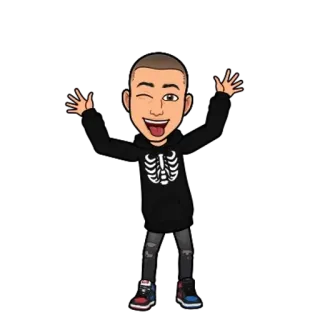 🌟 3d1e1d5b cartoon, character, bitmoji, skeleton, pose, winking telegram sticker