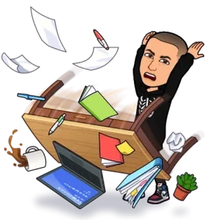🌟 54c1115a stressed, office, bitmoji, desk, work, cartoon telegram sticker
