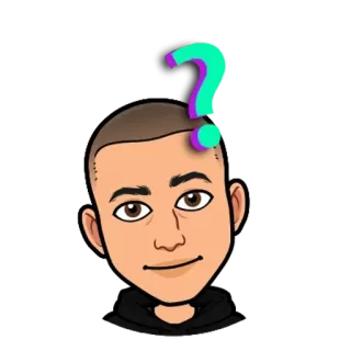 🌟 5641b14a bitmoji, question mark, avatar, cartoon, uncertainty, confusion telegram sticker