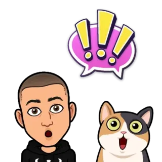 🌟 5ea998cf cat, person, cartoon, surprise, exclamation, sticker, emoji telegram sticker