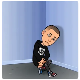 🌟 73a896a2 bitmoji, cartoon, avatar, sad, corner, sitting, digital art telegram sticker