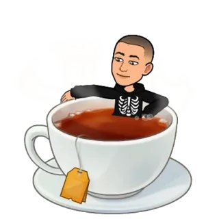 🌟 9b03eb07 bitmoji, tea, skeleton, cup, cartoon telegram sticker