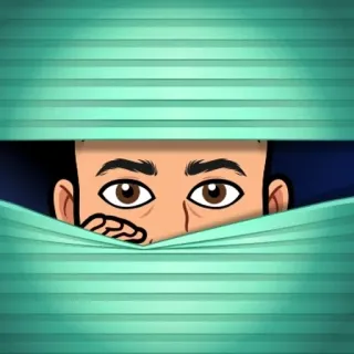 🌟 a738605e peeking, eyes, looking, window, curtains, bitmoji telegram sticker