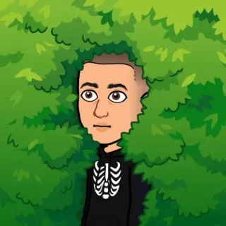 🌟 a84e6ce8 cartoon, avatar, skeleton, bushes telegram sticker