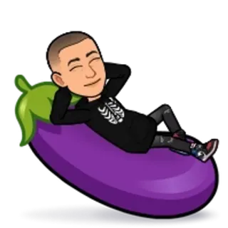 🌟 a9e987f1 bitmoji, avatar, eggplant, relaxing, chill telegram sticker