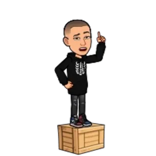 🌟 d5225b49 Bitmoji, cartoon, avatar, person, character, pose, raised finger telegram sticker