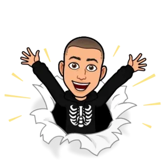 🌟 e79492c6 cartoon, bitmoji, character, skeleton, celebration, happy, smiling telegram sticker