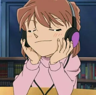 🎧 a86a3fef animé, fille, casque, écoute, personnage, portrait, dessin animé whatsapp sticker