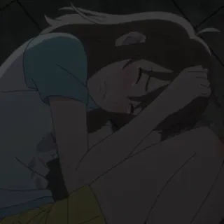 🎗 2e305463 Chica anime, Durmiendo, Triste, Dibujo animado, Cansada, Interior telegram sticker