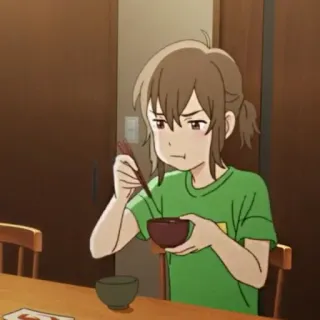 🎗 4f4b108b Anime, Comiendo, Expresión, Dibujo animado, Personaje, Comida, Ilustración telegram sticker