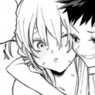 📂 97448aa4 Anime, Manga, Koppel, Knuffel, Zweet, Zwart-wit telegram sticker