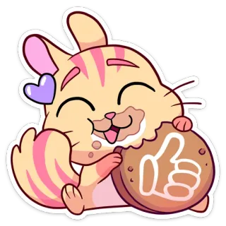 🍪 778b805f gatto, biscotto, pollice in su, cuore, carino, positivo, animale telegram sticker