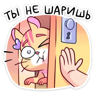🙅‍♂ b6d92e0e ТЫ НЕ ШАРИШЬ gatto, cartone animato, divertente, carino, espressione, russo telegram sticker
