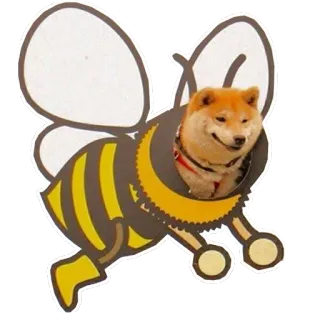 🐝 66a6124b doge, anjing, lebah, hewan, shiba inu, kartun whatsapp sticker
