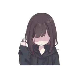 💖 818bbb3f Anime, Gadis, Jari tengah, Menyinggung, Kartun telegram sticker