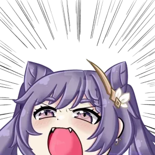 💖 901f4053 Keqing Genshin Impact Anime, Catgirl, Keqing, Genshin Impact, Video game, Rambut ungu telegram sticker