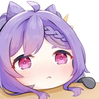 💖 c81fb1ff Keqing Genshin Impact Keqing, Genshin Impact, video game, anime, rambut ungu, telinga kucing, imut telegram sticker