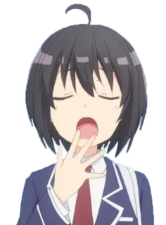 😴 27e54832 anime, gadis, menguap, lelah, seragam, siswi telegram sticker