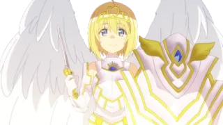 😇 4c817ff9 Anime, Malaikat, Baju Zirah, Pedang, Sayap, Fantasi telegram sticker