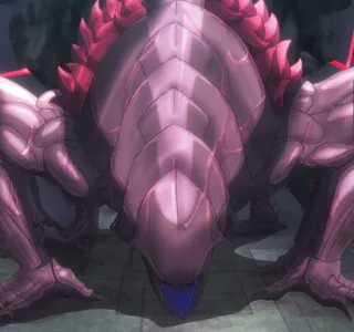 😈 f5a18865 monster, makhluk, binatang, zirah, merah muda telegram sticker