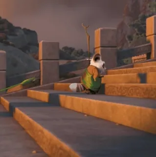 🥋 47316e8e Master Shifu Kung Fu Panda, película animada, maestro, mapache, caminando, pasos telegram sticker