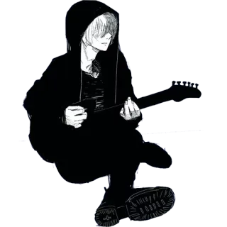🎸 450cd530 Anime, Chitarra, Personaggio, Arte, Felpa con cappuccio, Musica telegram sticker