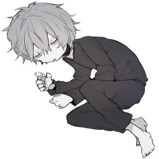 😴 7728d9f3 Anime, Manga, Personaggio, Assonnato, Scala di grigi, Arte, Illustrazione telegram sticker