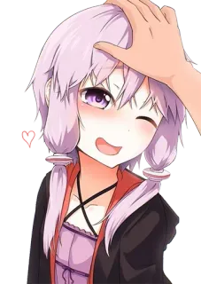 😜 01ec84e0 anime girl, head pat, purple hair, cartoon, cute, digital art telegram sticker