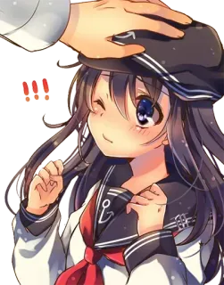 😳 0eb5fb32 anime girl, sailor uniform, head pat, cute, cartoon telegram sticker