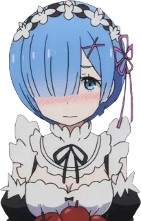 😊 8b818cc5 Rem Re:Zero anime, maid, character, blue hair, cute, Re:Zero telegram sticker