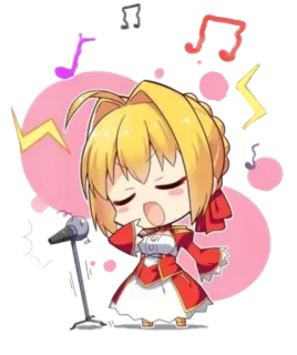 🎶 8cf1b396 anime, chibi, singing, microphone, cartoon, music, cute telegram sticker