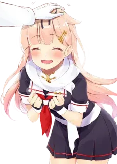 😌 9eaf01a8 anime, cute, girl, uniform, hand, headpat telegram sticker