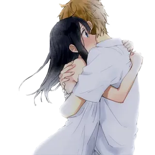 ❤️ d57ffc8e anime, couple, hug, romance, cartoon telegram sticker