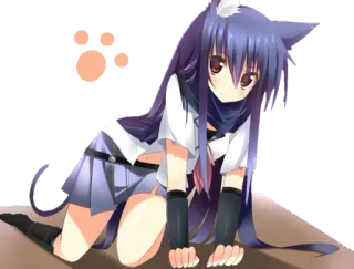 😿 80b445a9 애니메이션, 고양이 여자, 네코, 귀여운, 카와이, 만화 telegram sticker