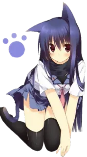 😽 80fa1f18 애니메이션, 고양이 소녀, 귀여운, 만화, 카와이, 일러스트 telegram sticker