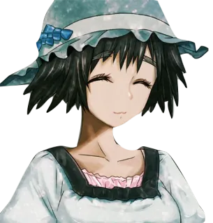 ☺️ b32daf91 Mayuri Shiina Steins;Gate 动漫, 女性, 帽子, 可爱, 微笑 telegram sticker